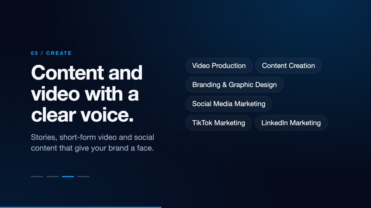 Still from the BitByte overview video showing content, video, and design services